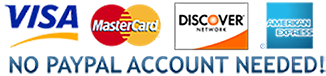 Visa | MasterCard | Discover Network | American Express | No PayPal Account Needed!